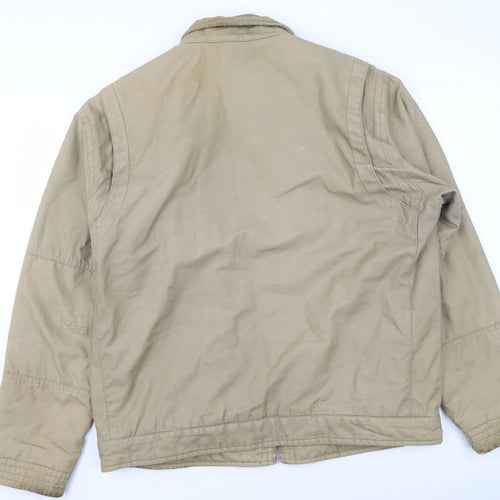 BHS Men’s Beige Cotton Zip-Up Basic Jacket L 42in Classic Style