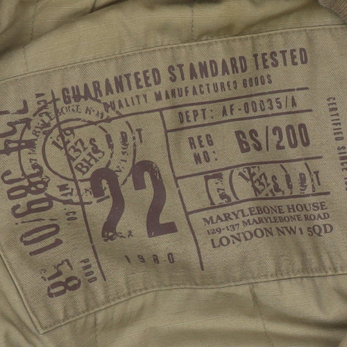 BHS Men’s Beige Cotton Zip-Up Basic Jacket L 42in Classic Style