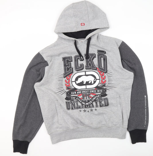 Ecko Unltd Men’s Grey Pullover Hoodie XL Graphic Fleece Sweatshirt