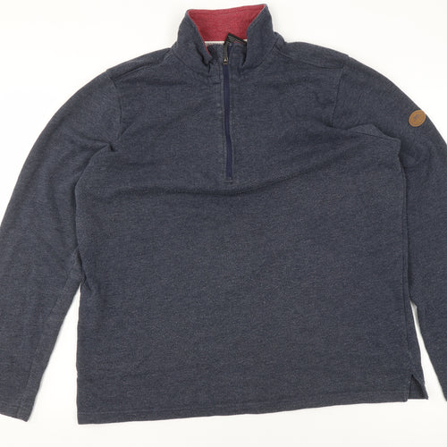 Trespass Mens Blue 1/4 Zip Fleece Sweatshirt Size L Outdoor Pullover
