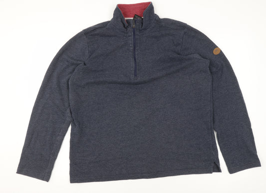 Trespass Mens Blue 1/4 Zip Fleece Sweatshirt Size L Outdoor Pullover