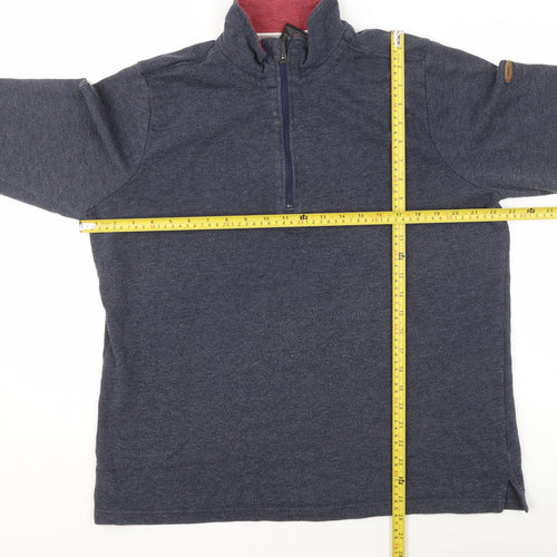 Trespass Mens Blue 1/4 Zip Fleece Sweatshirt Size L Outdoor Pullover