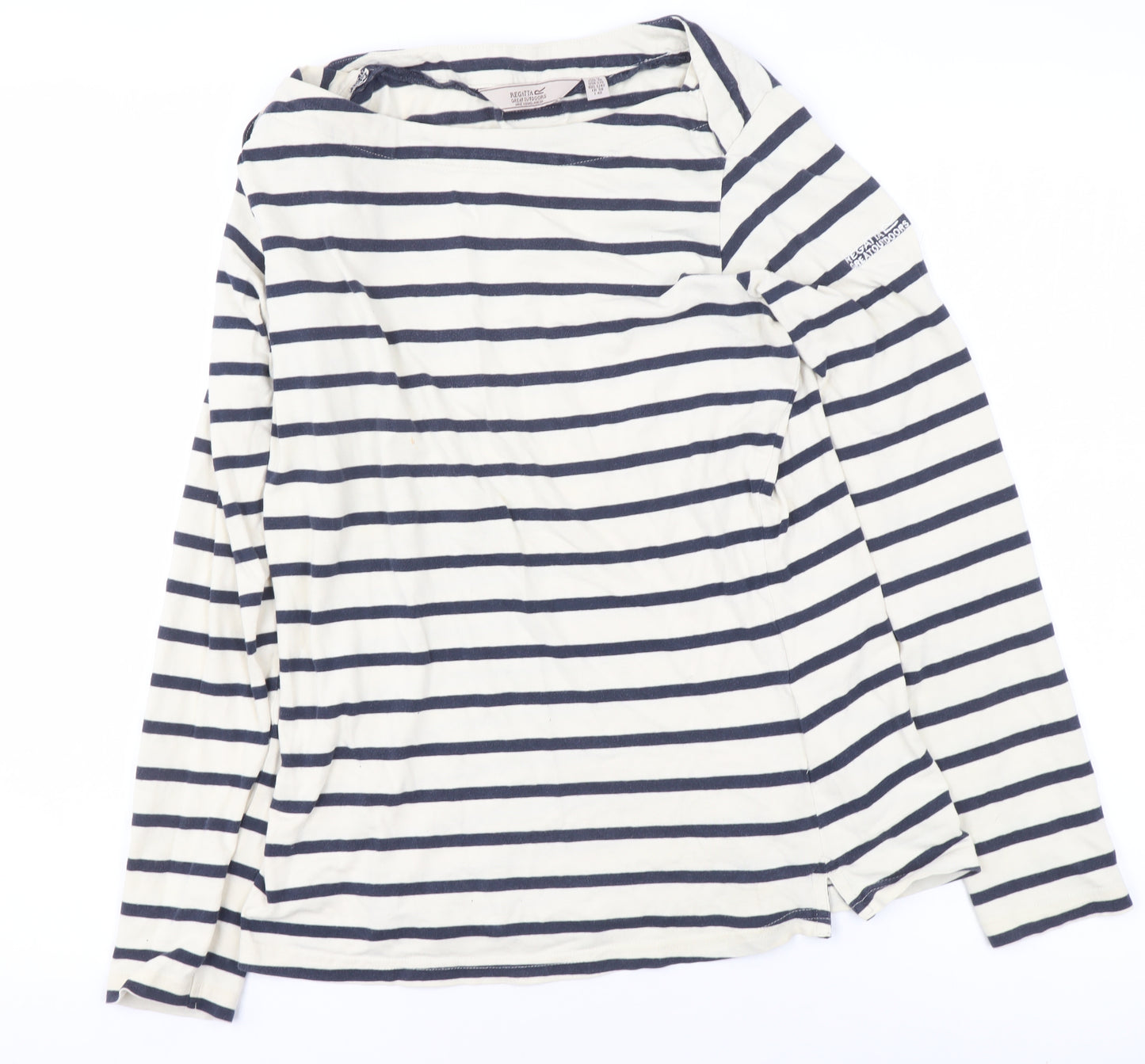 Regatta Women’s Blue Striped Cotton Long Sleeve Nautical T-Shirt Size 10