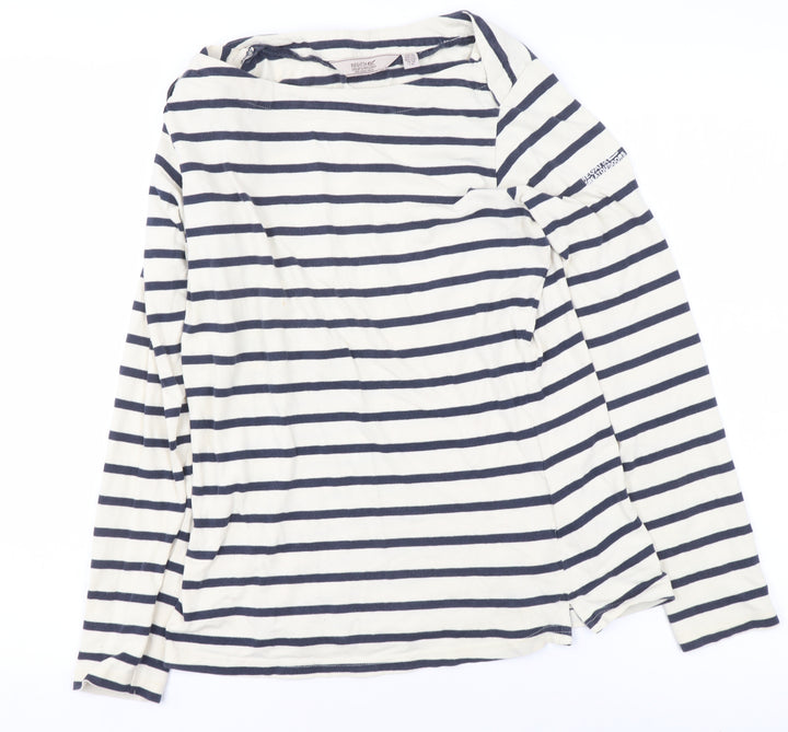 Regatta Women’s Blue Striped Cotton Long Sleeve Nautical T-Shirt Size 10