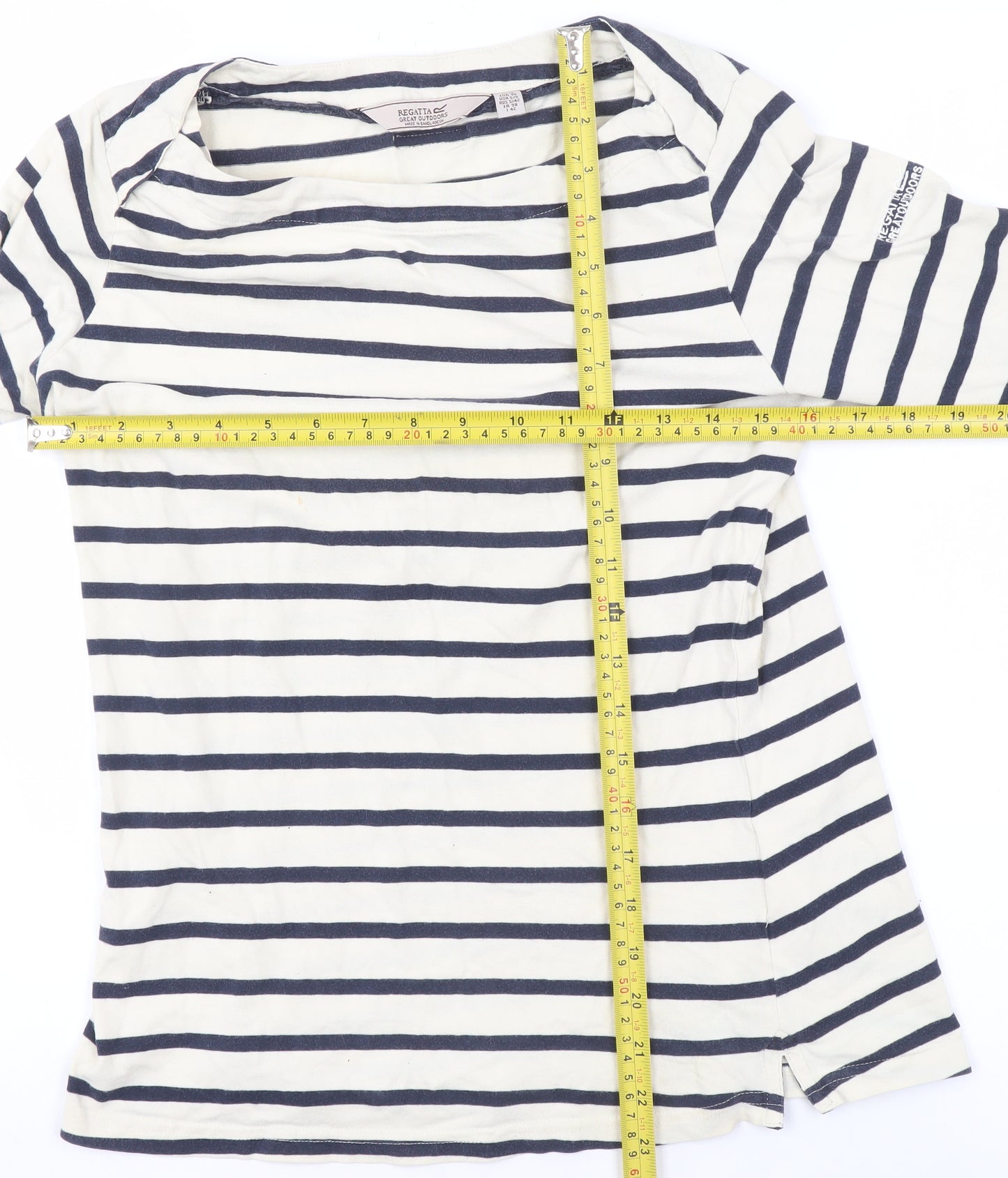 Regatta Women’s Blue Striped Cotton Long Sleeve Nautical T-Shirt Size 10