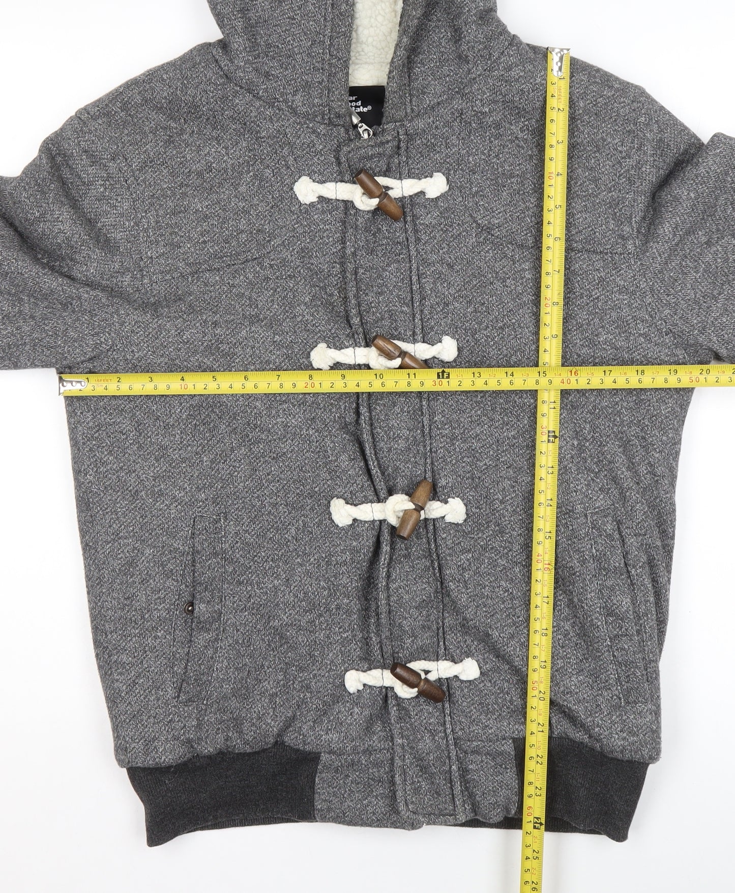 Cedar Wood State Men's Grey Hooded Toggle Hoodie Size M