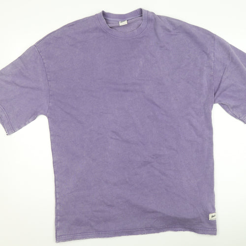 STAMPD Men Purple Crew Neck Cotton Blend Short Sleeve T-Shirt Size M