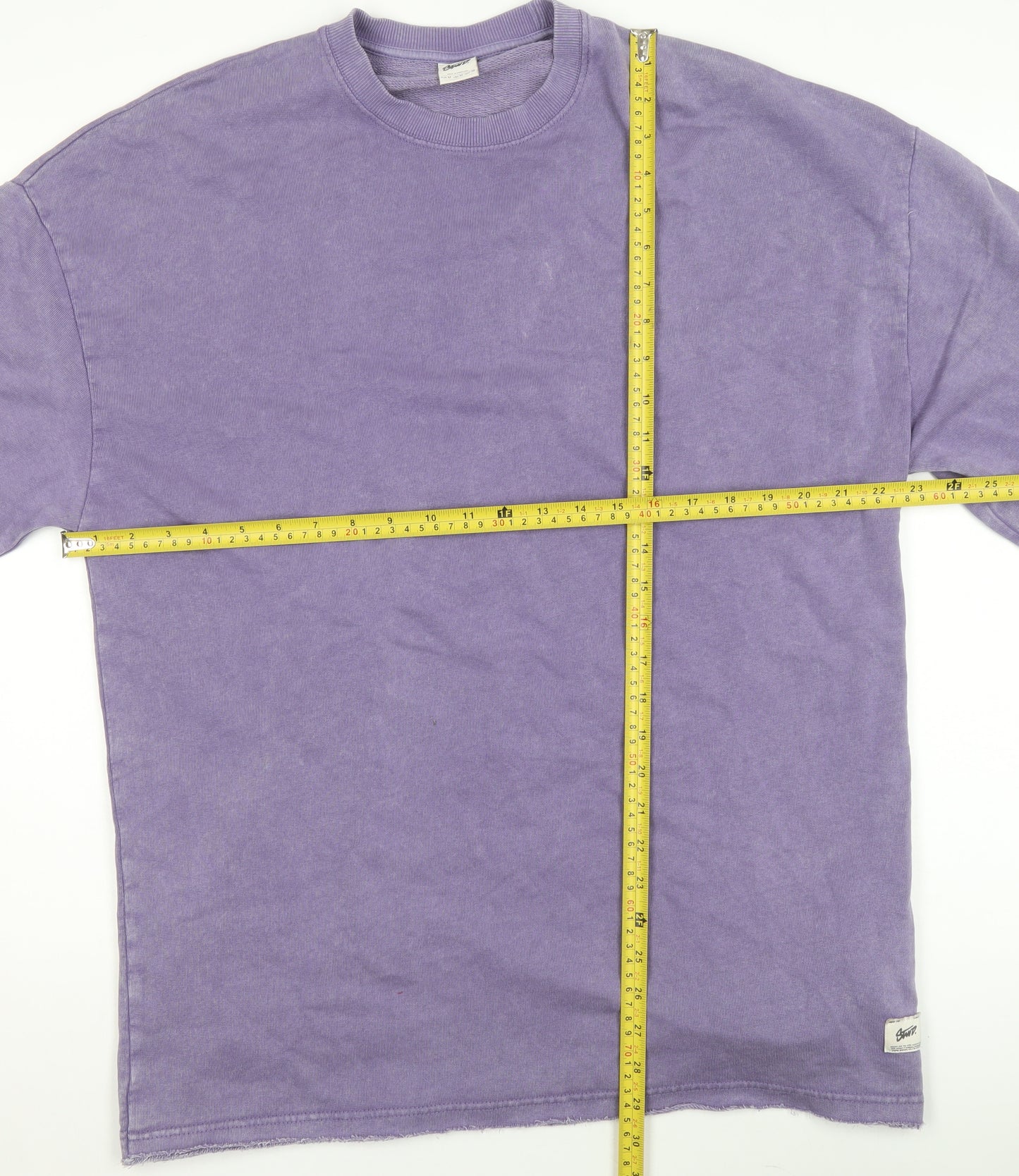 STAMPD Men Purple Crew Neck Cotton Blend Short Sleeve T-Shirt Size M