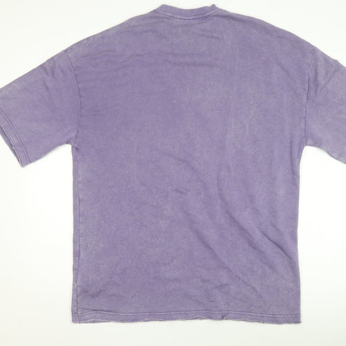 STAMPD Men Purple Crew Neck Cotton Blend Short Sleeve T-Shirt Size M