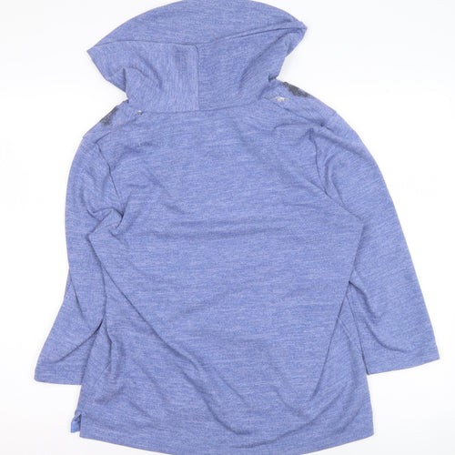 Tigi Womens Blue Glitter Print Hooded Pullover Sweatshirt Size 14/16
