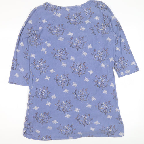 White Stuff Women Blue Floral Tunic Top UK 10 Cotton 3/4 Sleeve
