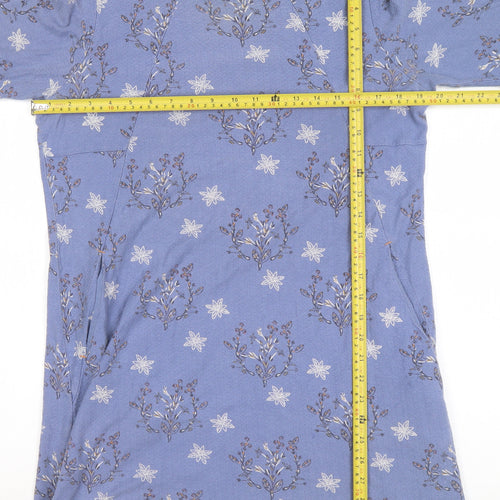 White Stuff Women Blue Floral Tunic Top UK 10 Cotton 3/4 Sleeve