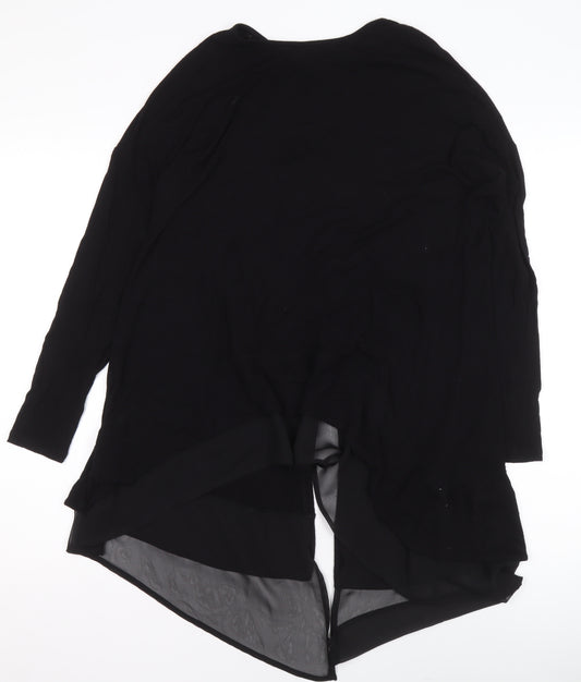 Label Lab Women Black Long Sleeve Asymmetrical Tunic Top Size 12
