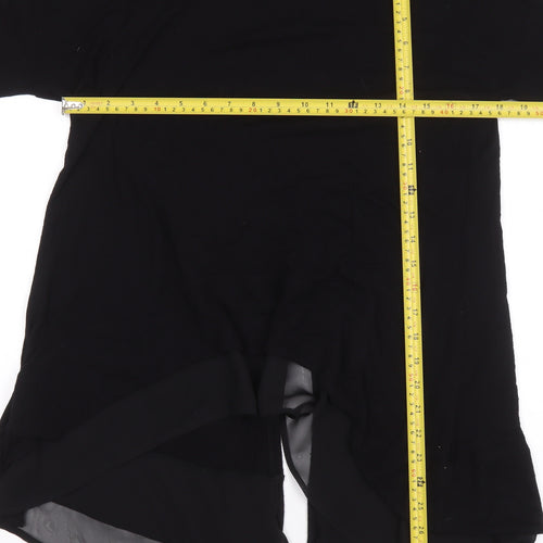 Label Lab Women Black Long Sleeve Asymmetrical Tunic Top Size 12