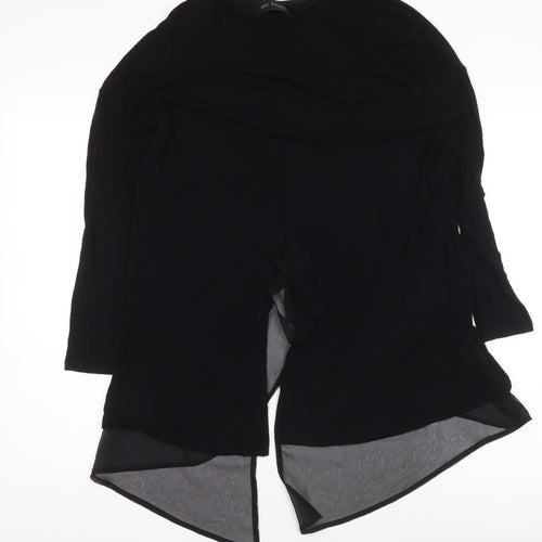 Label Lab Women Black Long Sleeve Asymmetrical Tunic Top Size 12