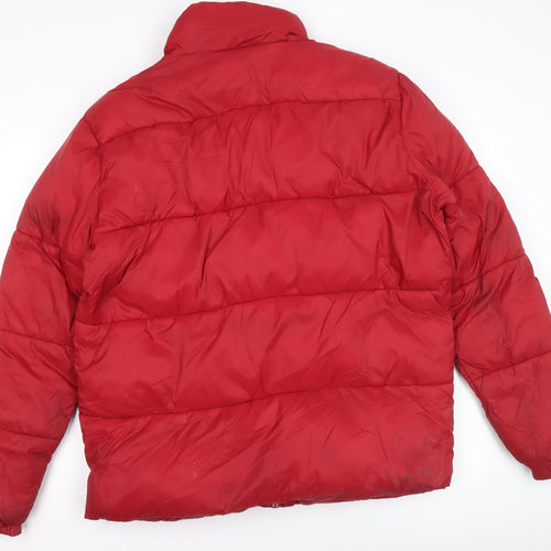 Skøvde Women's Red Puffer Jacket L Winter Quilted Zip Coat