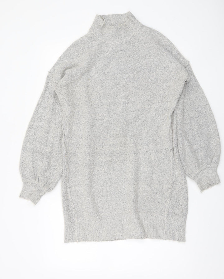 Brave Soul Women’s Grey Mock Neck Long Sleeve Knit Jumper Size 14