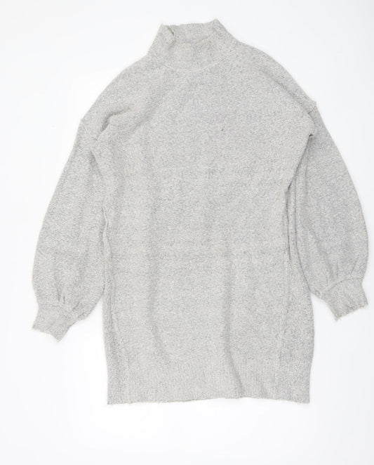 Brave Soul Women’s Grey Mock Neck Long Sleeve Knit Jumper Size 14