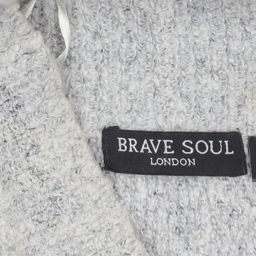 Brave Soul Women’s Grey Mock Neck Long Sleeve Knit Jumper Size 14