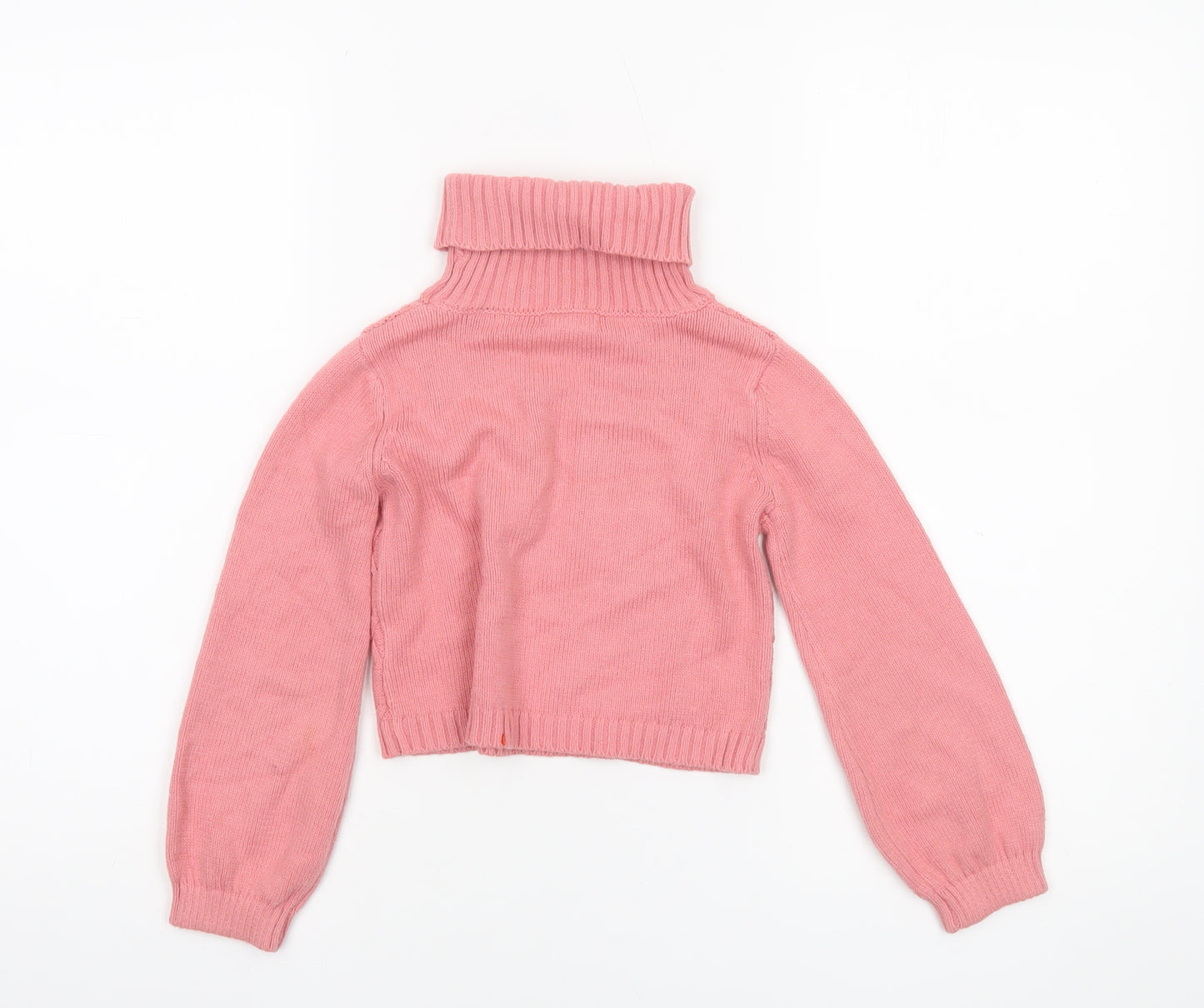 Tahari Girls Pink Roll Neck Cable Knit Pullover Jumper 5-6 Years Cotton Blend