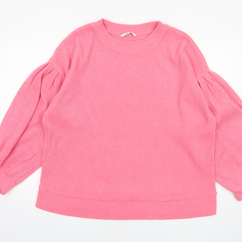 Tu Women’s Pink Pullover Sweatshirt Size 20 Ribbed Balloon Sleeve Top