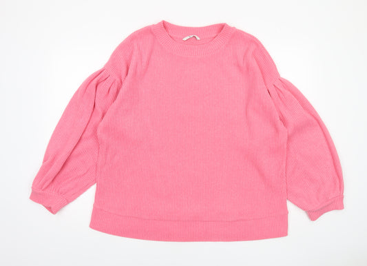 Tu Women’s Pink Pullover Sweatshirt Size 20 Ribbed Balloon Sleeve Top