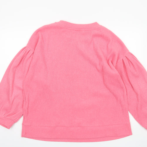 Tu Women’s Pink Pullover Sweatshirt Size 20 Ribbed Balloon Sleeve Top