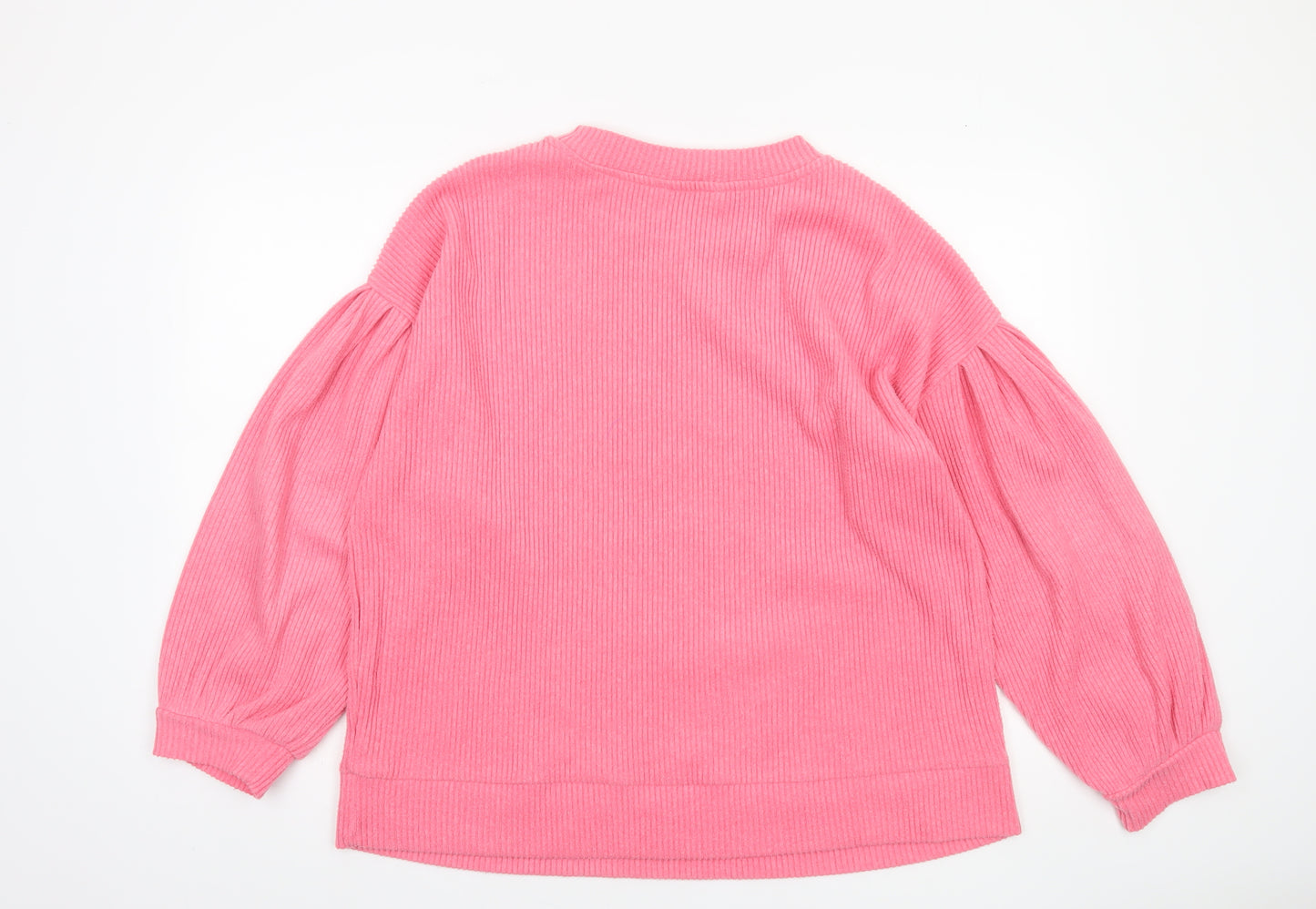 Tu Women’s Pink Pullover Sweatshirt Size 20 Ribbed Balloon Sleeve Top