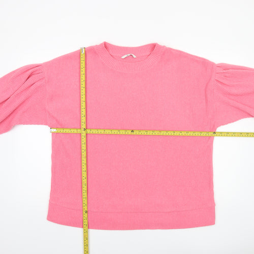 Tu Women’s Pink Pullover Sweatshirt Size 20 Ribbed Balloon Sleeve Top