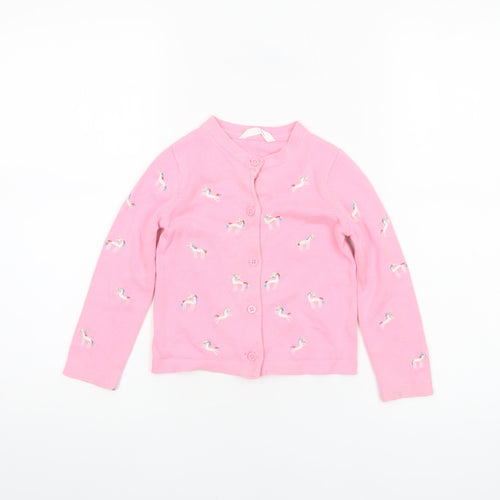 Marks and Spencer Girls Pink Unicorn Embroidered Cotton Cardigan 3-4 Years