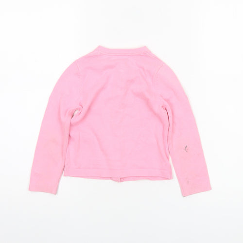 Marks and Spencer Girls Pink Unicorn Embroidered Cotton Cardigan 3-4 Years