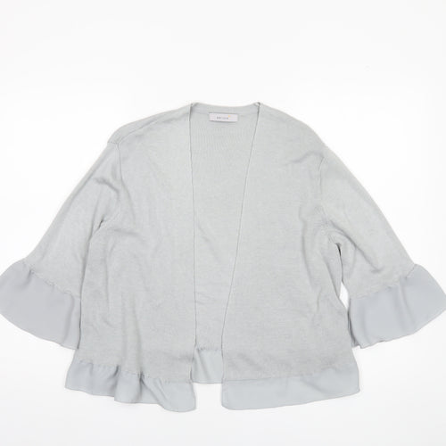 Marks and Spencer Women Silver Grey Size 16 Open Cardigan with Ruffle Sleeves