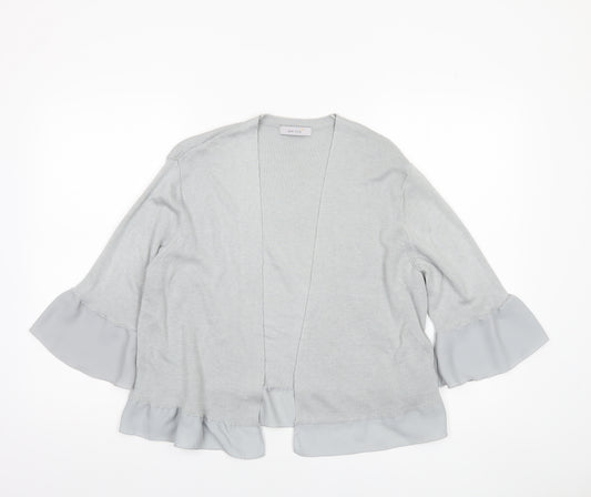 Marks and Spencer Women Silver Grey Size 16 Open Cardigan with Ruffle Sleeves