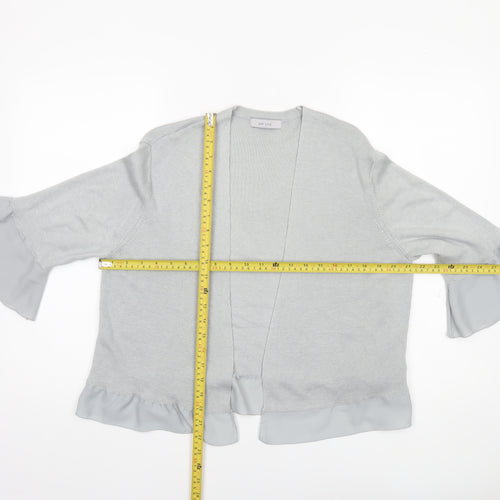 Marks and Spencer Women Silver Grey Size 16 Open Cardigan with Ruffle Sleeves
