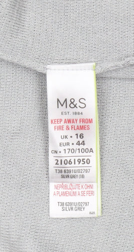 Marks and Spencer Women Silver Grey Size 16 Open Cardigan with Ruffle Sleeves