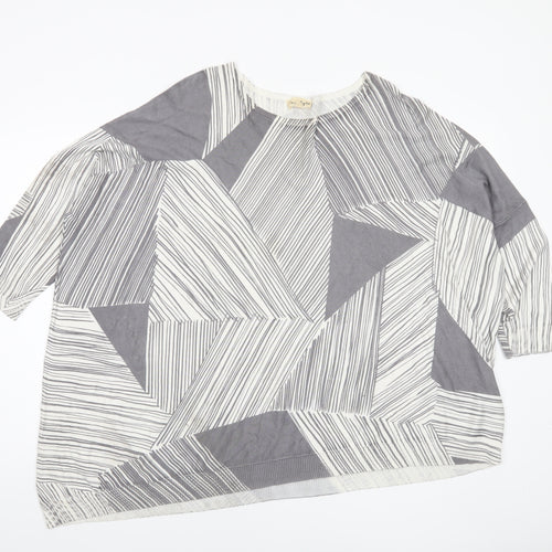 Phase Eight Women’s Grey Geometric Knit Pullover Jumper L