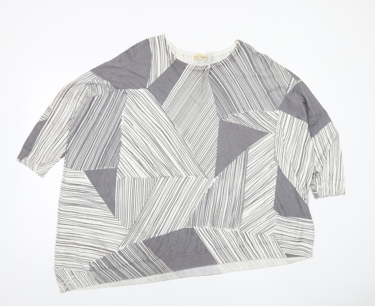 Phase Eight Women’s Grey Geometric Knit Pullover Jumper L