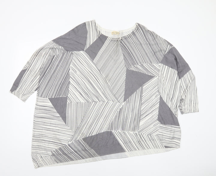 Phase Eight Women’s Grey Geometric Knit Pullover Jumper L