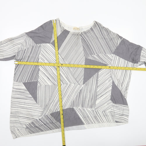 Phase Eight Women’s Grey Geometric Knit Pullover Jumper L