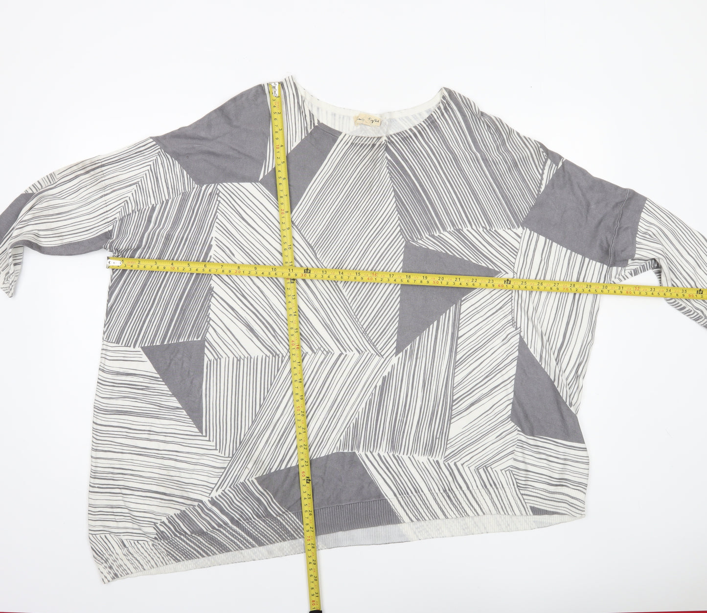 Phase Eight Women’s Grey Geometric Knit Pullover Jumper L