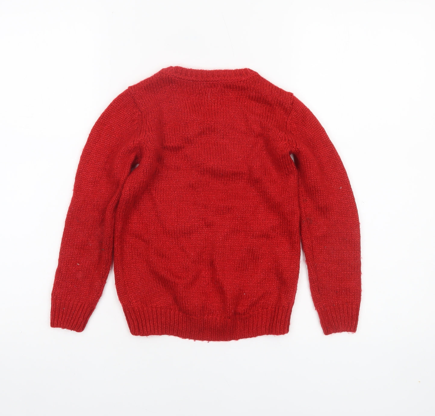 Tu Girls Red Christmas Tree Jumper 6 Years Acrylic Blend