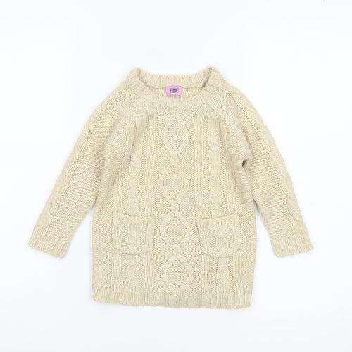 F&F Beige Cable Knit Acrylic Pullover Jumper 12-18 Months Unisex Baby