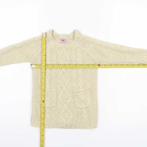 F&F Beige Cable Knit Acrylic Pullover Jumper 12-18 Months Unisex Baby