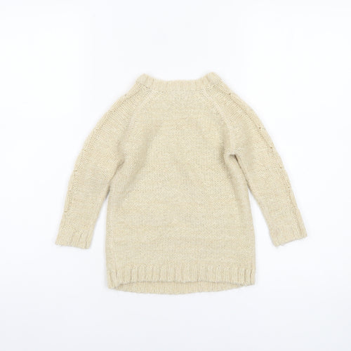 F&F Beige Cable Knit Acrylic Pullover Jumper 12-18 Months Unisex Baby