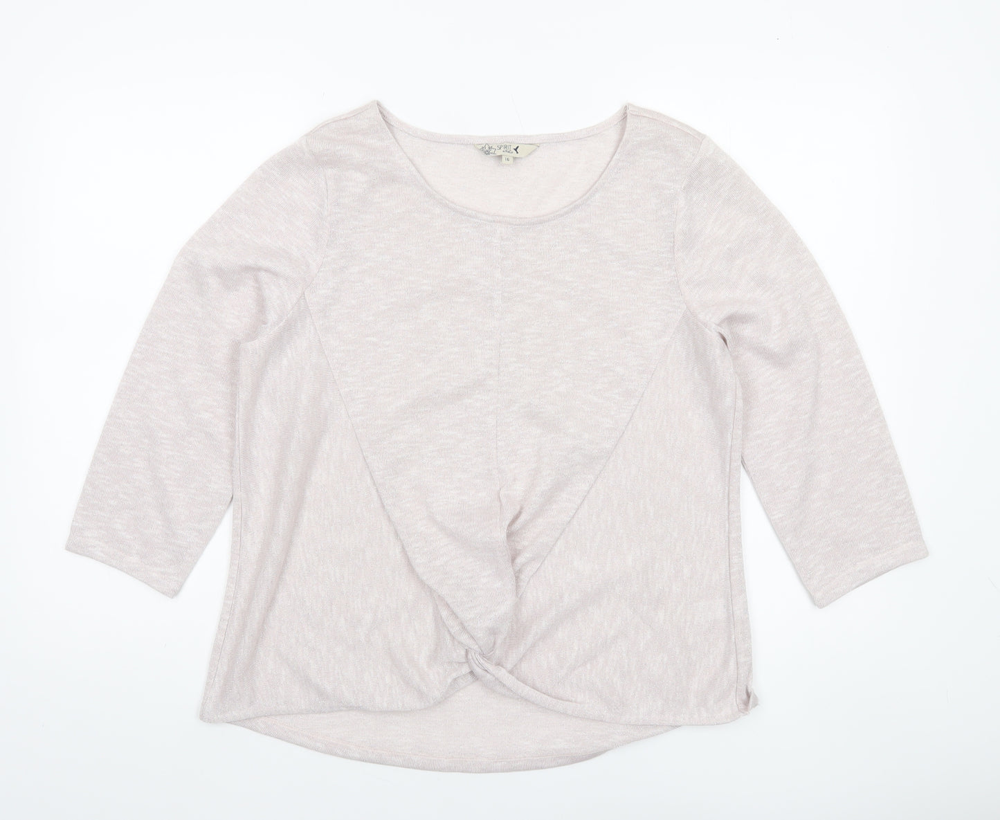 Spirit at M&Co Womens Pink Metallic Knit Twist Front Jumper Size 16