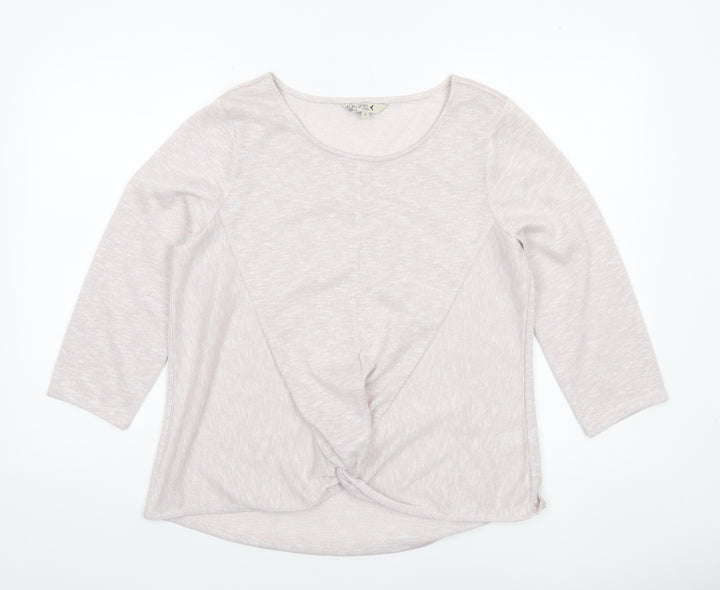 Spirit at M&Co Womens Pink Metallic Knit Twist Front Jumper Size 16