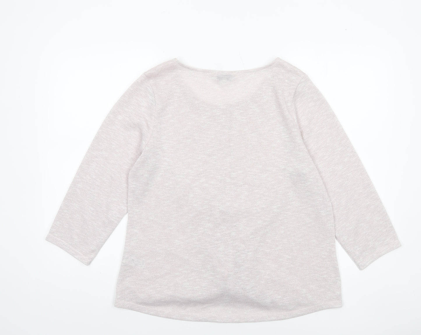 Spirit at M&Co Womens Pink Metallic Knit Twist Front Jumper Size 16