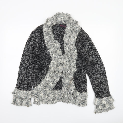 Jessica Graaf Women's Grey Chunky-Knit Ruffle Cardigan S