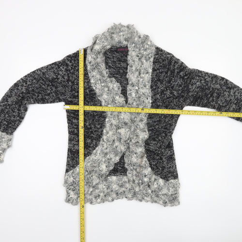 Jessica Graaf Women's Grey Chunky-Knit Ruffle Cardigan S