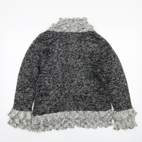 Jessica Graaf Women's Grey Chunky-Knit Ruffle Cardigan S